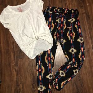 Casual Tribal Joggers & tied front Tee
